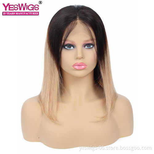Wholesale  Brazilian Human Hair wig vendors Unprocessed Virgin Human Hair 1b/27 Straight 13*4 Lace Front Wig